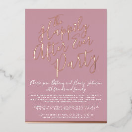 Roze roze rozengoud gelukkig ooit na het bruiloft folie uitnodiging