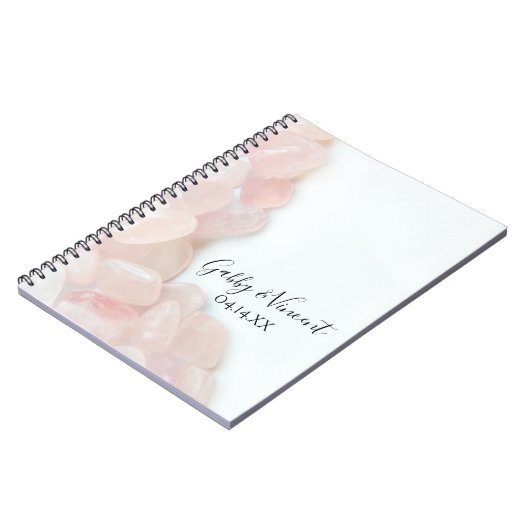Roze roze rozenkwarts weddenschap notitieboek (Linkerzijde)