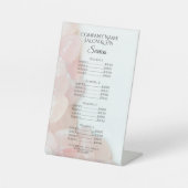 Roze roze rozenkwartsspa salon reclamebord met voetstuk (Voorkant)