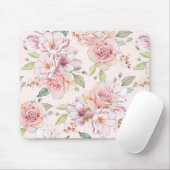 roze roze rozenpatroon gelmuisblok muismat (Met muis)
