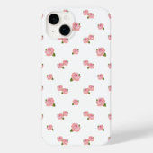 Roze roze rozenpatroon op wit Case-Mate iPhone case (Achterkant)