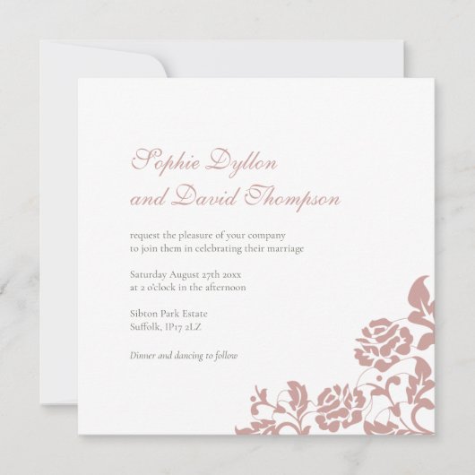 roze roze rozenplein bruiloft kaart (Voorkant)