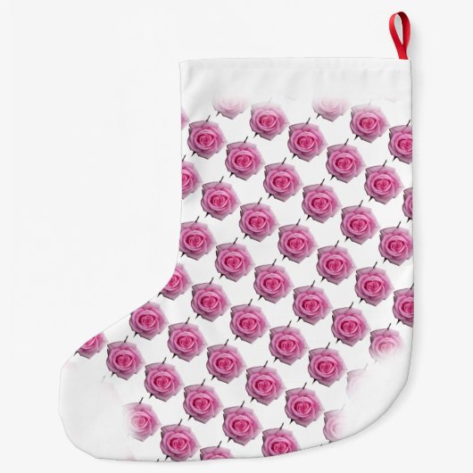 Roze roze rozenroze Roos kerststop Aangepast Grote Kerstsok (Achterkant)