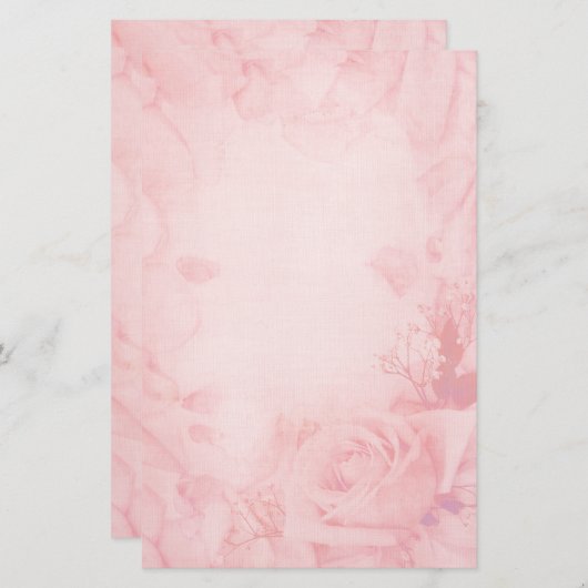  roze roze rozenstrookjes briefpapier (Voorkant / Achterkant)