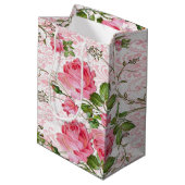 Roze roze rozentas medium cadeauzakje (Achterkant Gekanteld)