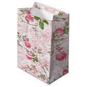 Roze roze rozentas medium cadeauzakje (Voorkant Gekanteld)