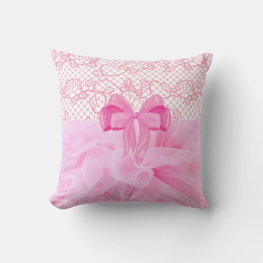 Roze roze ruffel kussen (Voorkant)