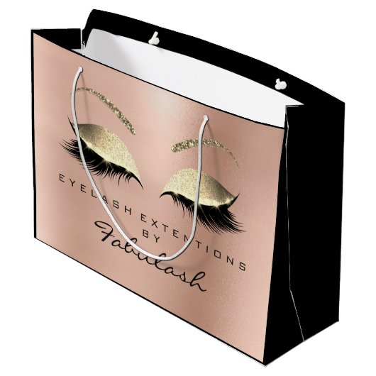 Roze roze schuine streep large cadeautasje (Achterkant Gekanteld)