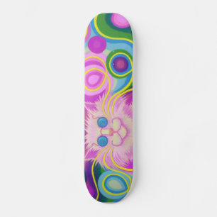 Roze roze skateboard met een psy-cat-delic