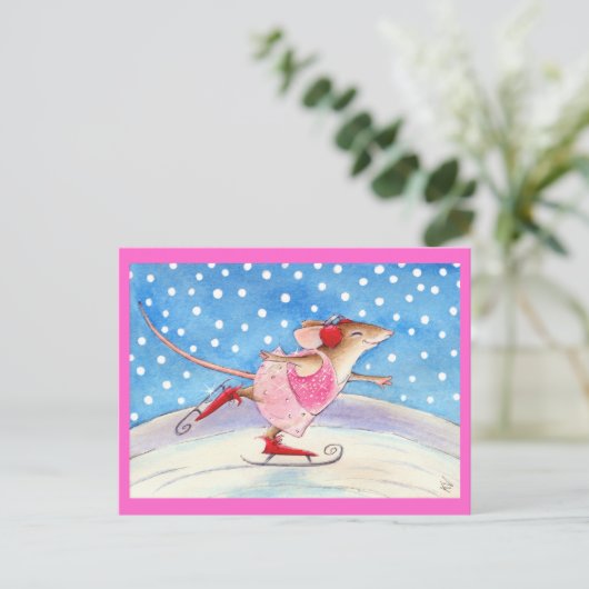 Roze roze skuis briefkaart (Staand voorkant)