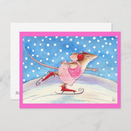 Roze roze skuis briefkaart (Voorkant / Achterkant)