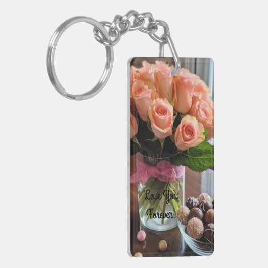 Roze roze Sleutelhanger op maat (Voorkant Links)