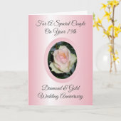 Roze roze speciaal 75th Wedding Jubileum Kaart (Gele Bloem)