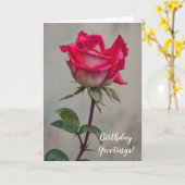 Roze Roze Stambloem Art Verjaardag Kaart (Gele Bloem)