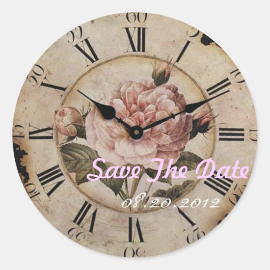  roze roze steampunk bruiloft ronde sticker (Voorkant)