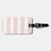 Roze Roze Strepen & Monogram | Modern Minimaal Bagagelabel (Voorkant horizontaal)
