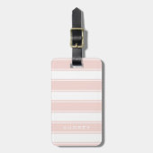 Roze Roze Strepen & Monogram | Modern Minimaal Bagagelabel (Voorkant verticaal)