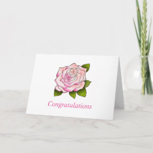  roze roze tekening gefeliciteerd Kaart