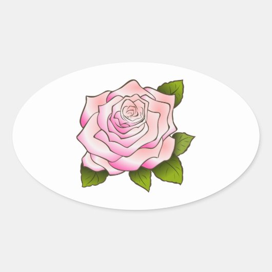  Roze Roze Tekening Ovaal Sticker (Voorkant)