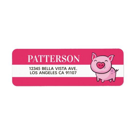 Roze roze terugzendlabel etiket (Voorkant)