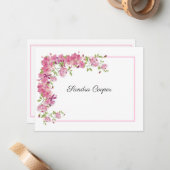 Roze roze trellis van uw bureau een persoonlijk notitiekaartje (Voorkant / Achterkant in situ)