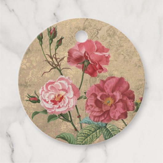 Roze Roze Tuin Bloem Bedankjes Labels (Voorkant)