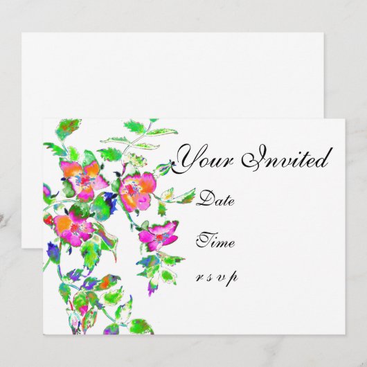 Roze Roze Uitnodigingen (Voorkant / Achterkant)