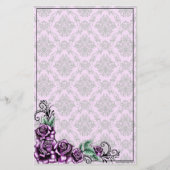 Roze Roze Valentijn Baroque Pattern Stationery Briefpapier (Voorkant)