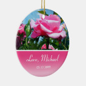 Roze roze Valentijnsdag Keramisch Ornament (Rechts)
