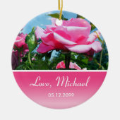 Roze roze Valentijnsdag Keramisch Ornament (Voorkant)
