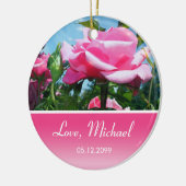 Roze roze Valentijnsdag Keramisch Ornament (Links)
