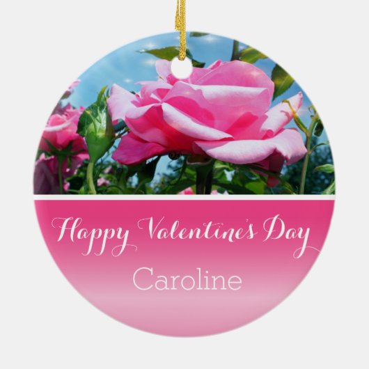 Roze roze Valentijnsdag Keramisch Ornament (Achterkant)