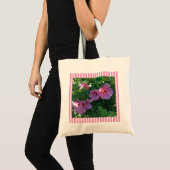 roze roze van Sharon Foto Striped Canvas tas (Voorkant (product))