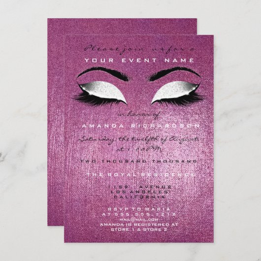 Roze Roze Verf Witte Mint Glitter 16e bruids Kaart (Voorkant / Achterkant)