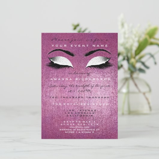 Roze Roze Verf Witte Mint Glitter 16e bruids Kaart (Staand voorkant)