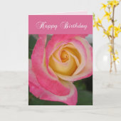 Roze Roze Verjaardagskaart Kaart (Gele Bloem)