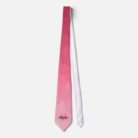 Roze roze verloop geometrie mesh patroon Monogram Stropdas (Voorkant)