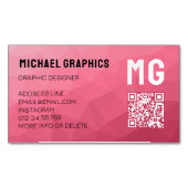 Roze roze verloop geometrisch mesh patroon QR code Magnetisch Visitekaartje (Voorkant)