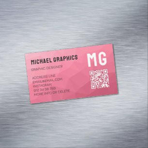 Roze roze verloop geometrisch mesh patroon QR code Magnetisch Visitekaartje