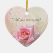 Roze roze Verloving Heart Keramisch Ornament (Voorkant)