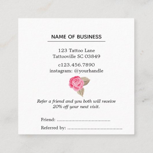 Roze roze Verwijs een vriendenkaart Vierkante Visitekaartje (Achterkant)