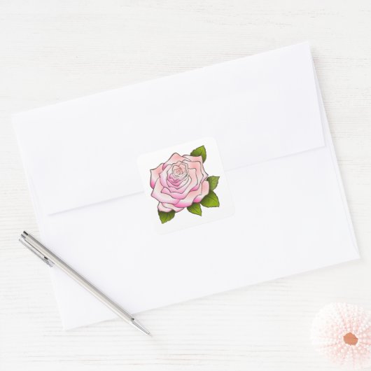  roze roze vierkant Sticker (Envelop)