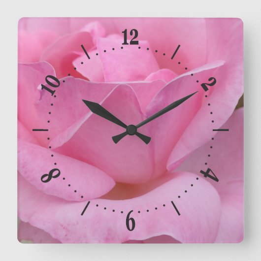Roze, roze, vierkante muur klok (Voorkant)
