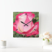 Roze, roze, vierkante muur klok (Huis)