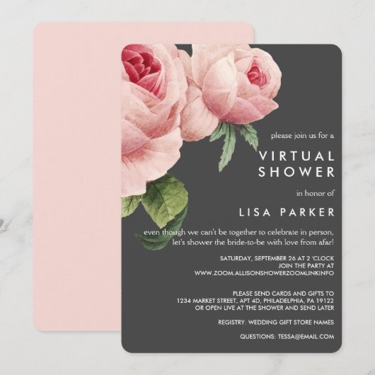 roze roze virtuele douche kaart (Voorkant / Achterkant)