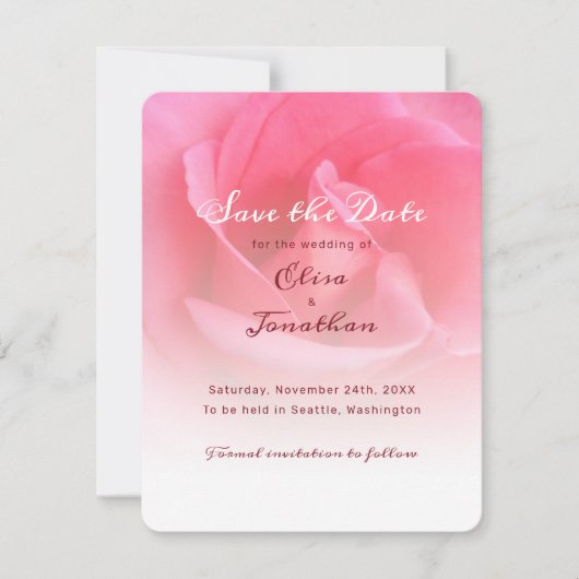 Roze roze vlakke bewaarder de datumkaart save the date (Voorkant)