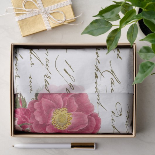 Roze roze vlinder Frans Script Tissuepapier (Geschenk)