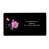 Roze roze vlinderbloemige vlinder Harten Labels (Voorkant)