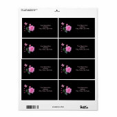 Roze roze vlinderbloemige vlinder Harten Labels (Full Sheet)