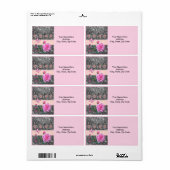 Roze roze vlinderbloemige vlinder Harten Labels (Full Sheet)